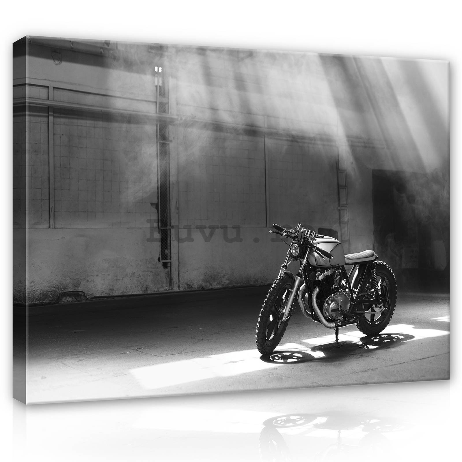 Tablou canvas: Motocicletă parcată (alb-negru) - 80x60 cm