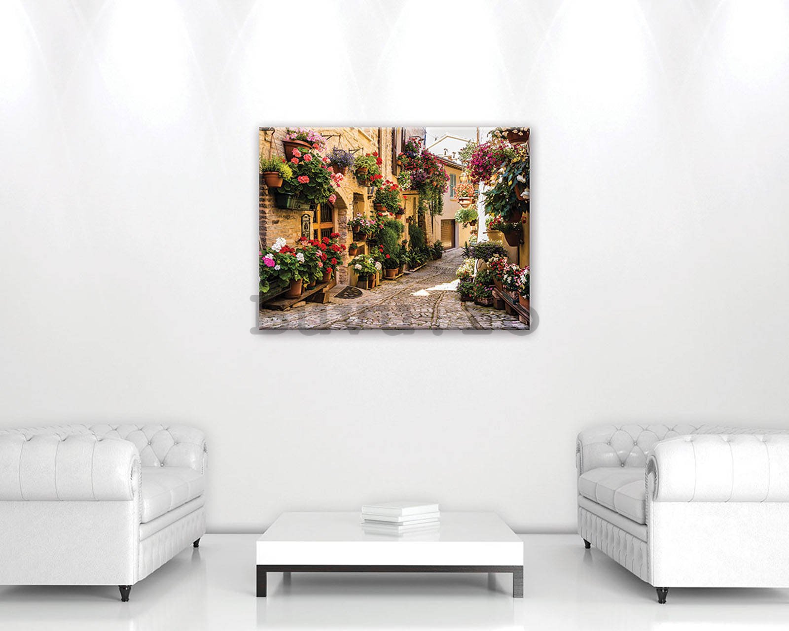 Tablou canvas: Străduță cu flori - 80x60 cm