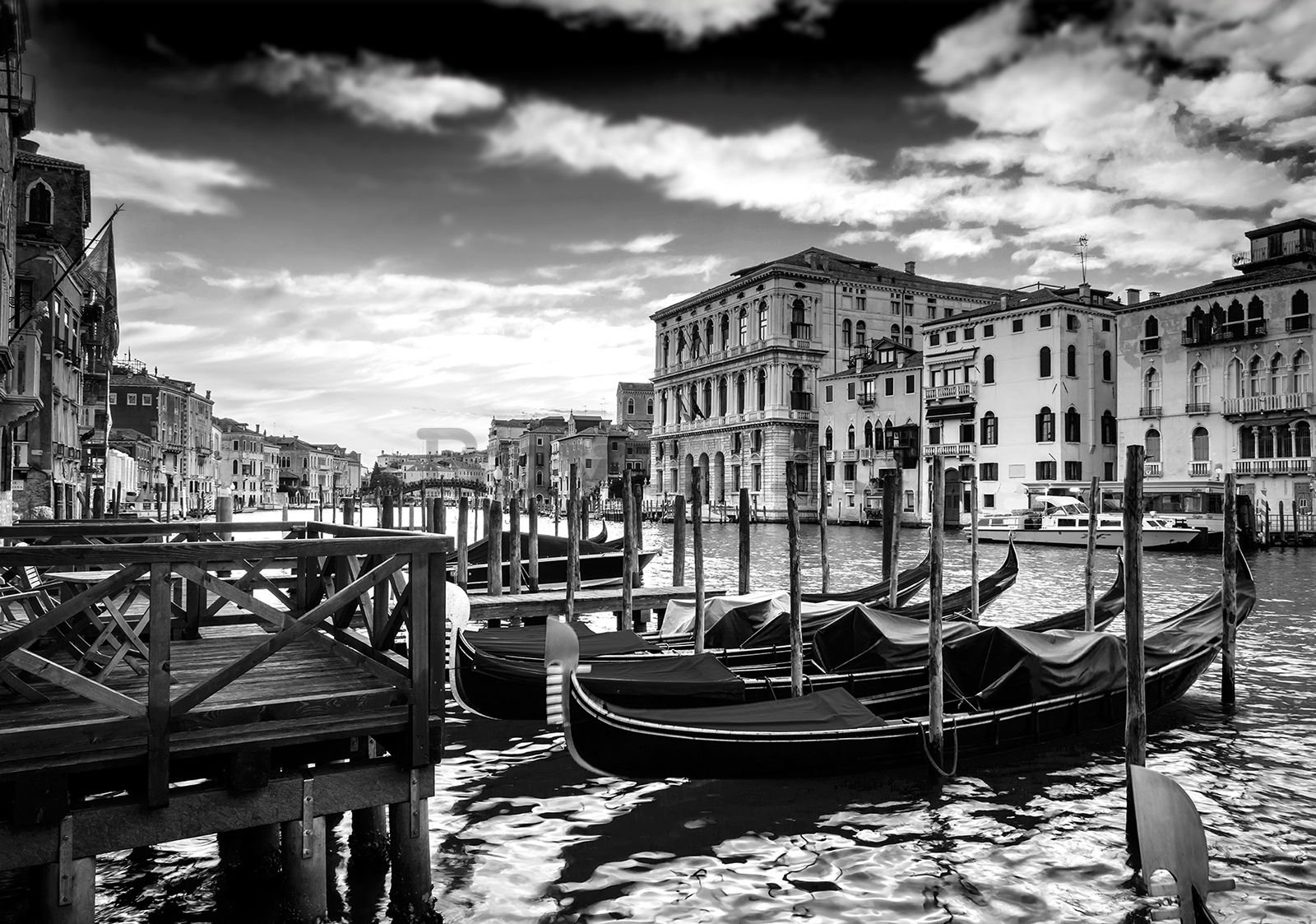 Fototapet vlies: Veneția alb-negru - 104x70,5cm