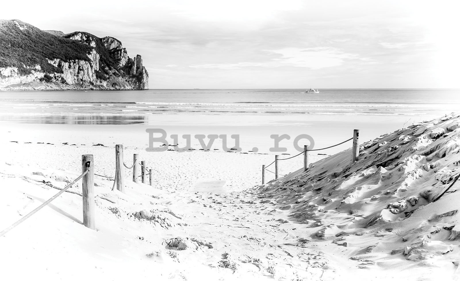 Fototapet vlies: Plajă nisipoasă (alb-negru) - 208x146 cm