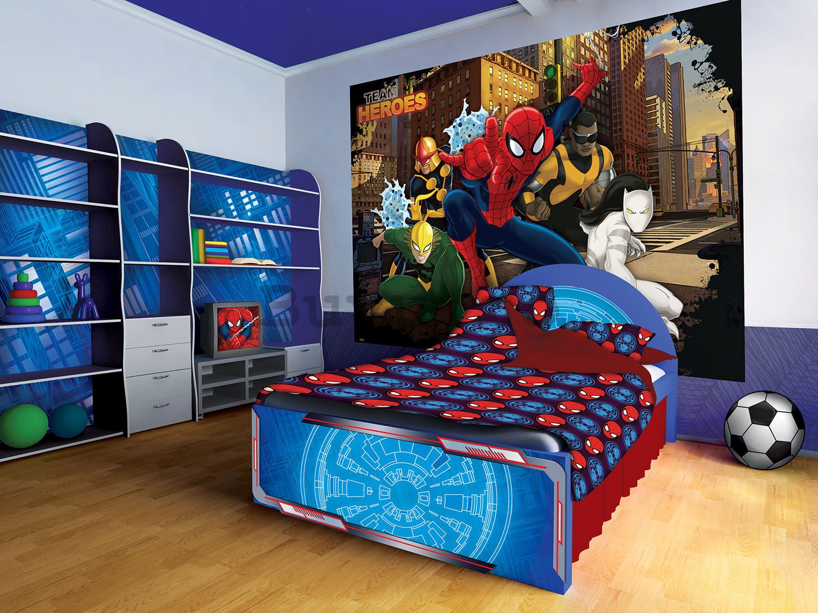 Fototapet vlies: Team Heroes Spiderman - 152,5x104 cm