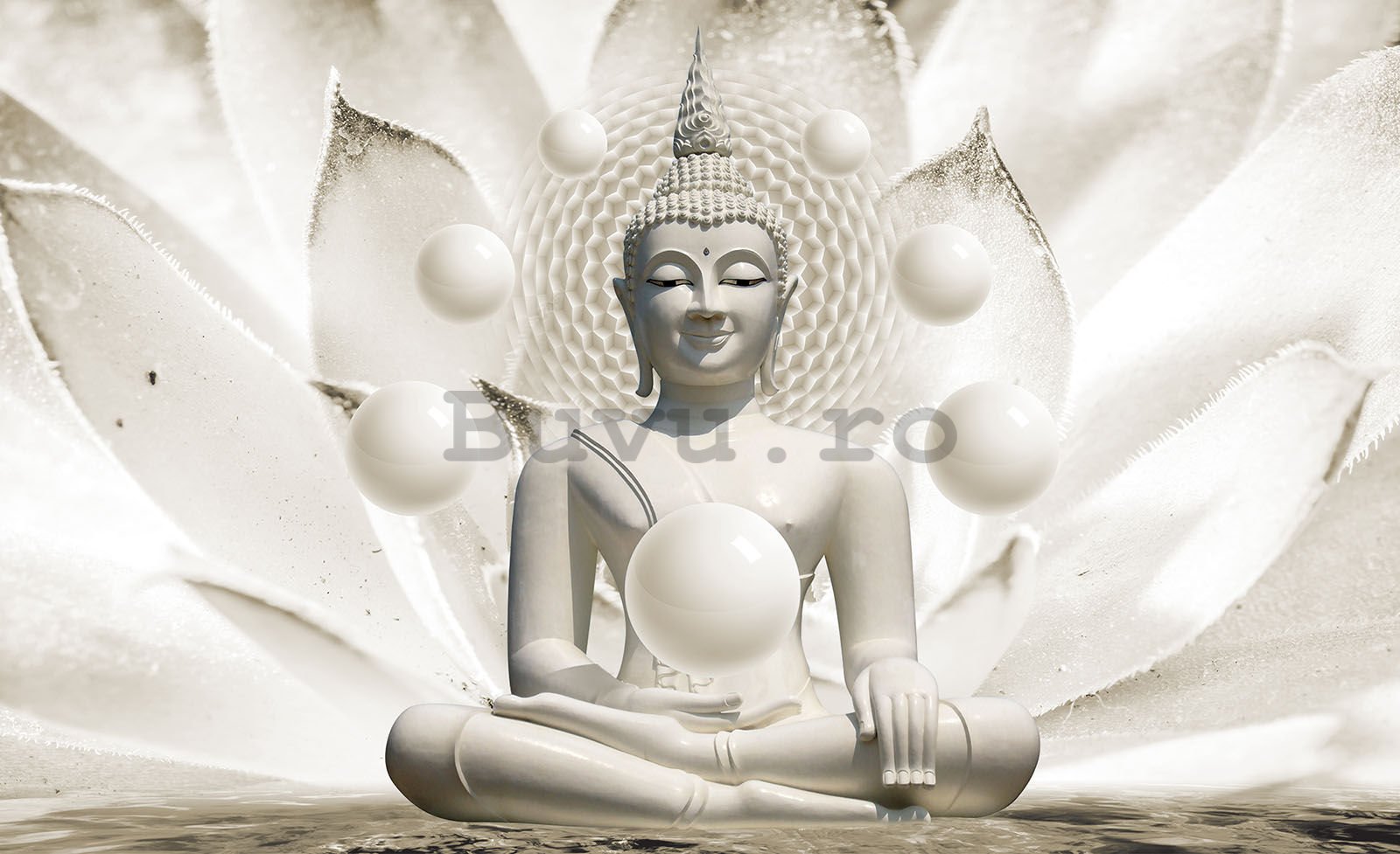 Fototapet vlies: Buddha (alb) - 152,5x104 cm