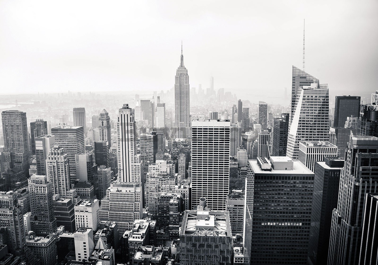 Fototapet vlies: Manhattan alb-negru - 300x210 cm