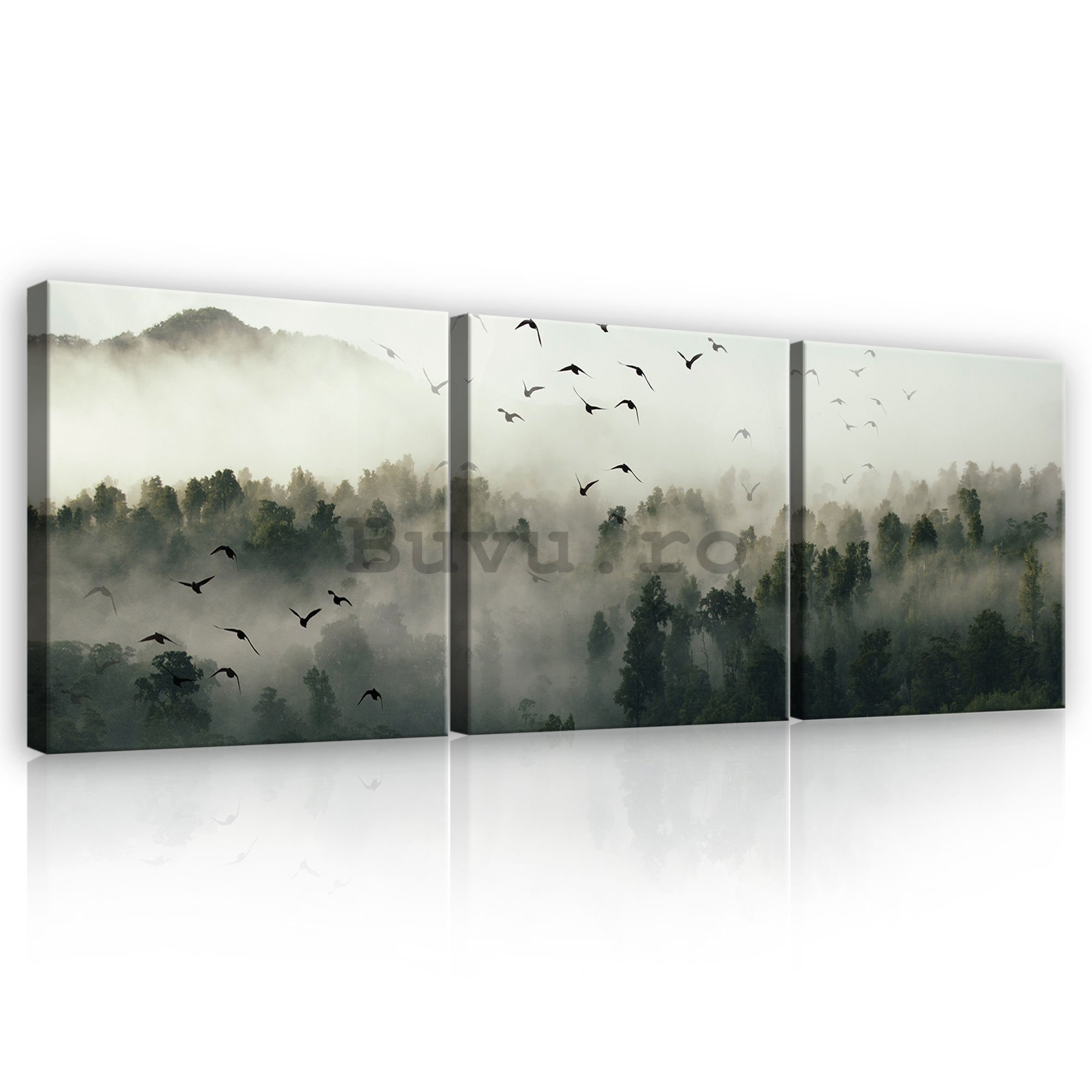 Tablou canvas: Pădurea de ceață - set 3 buc 25x25cm