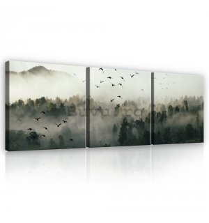 Tablou canvas: Pădurea de ceață - set 3 buc 25x25cm