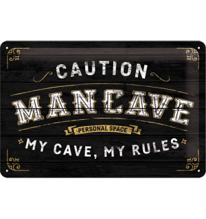 Placă metalică: Man Cave - 30x20 cm