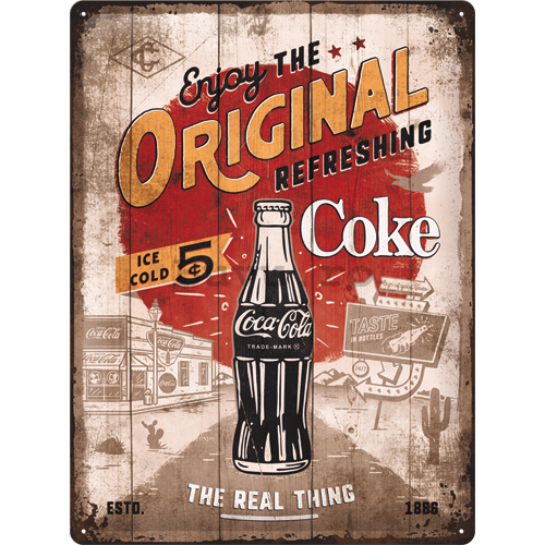Placă metalică: Coca-Cola (Original Coke Highway 66) - 30x40 cm