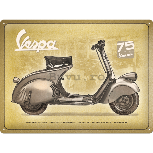 Placă metalică: Vespa 75 Years Anniversary (Special Edition) - 40x30 cm