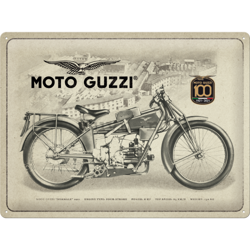 Placă metalică: Moto Guzzi 100 Years Anniversary (Special Edition) - 40x30 cm