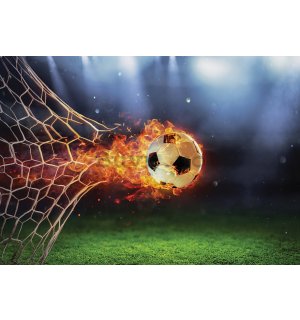 Fototapet vlies: Gol de fotbal înflăcărat - 254x184 cm