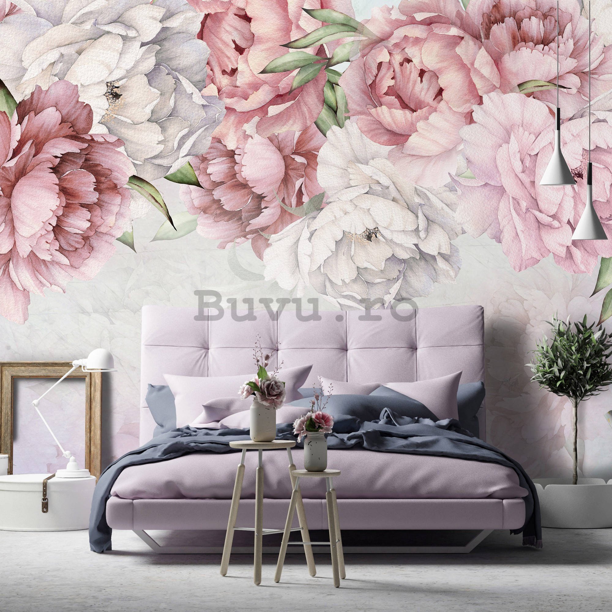 Fototapet vlies: Trandafiri albi și roz - 254x184 cm