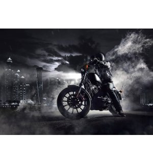 Fototapet vlies: Motociclist în orașul de noapte - 368x254 cm