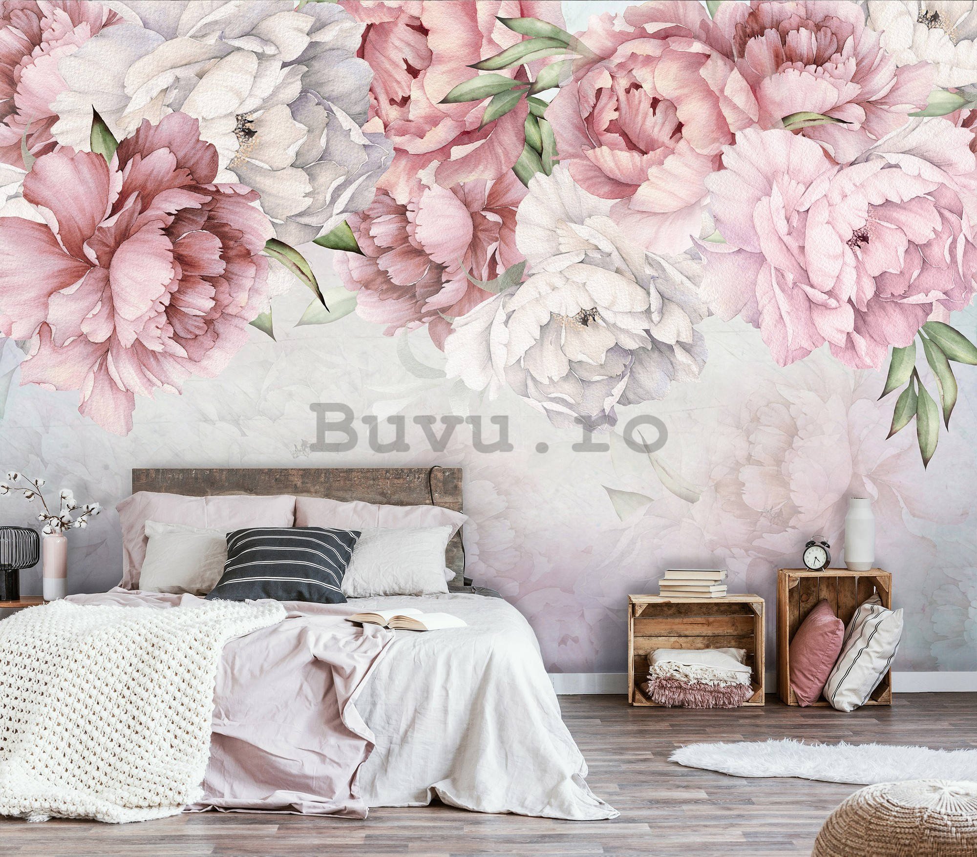 Fototapet vlies: Trandafiri albi și roz - 368x254 cm