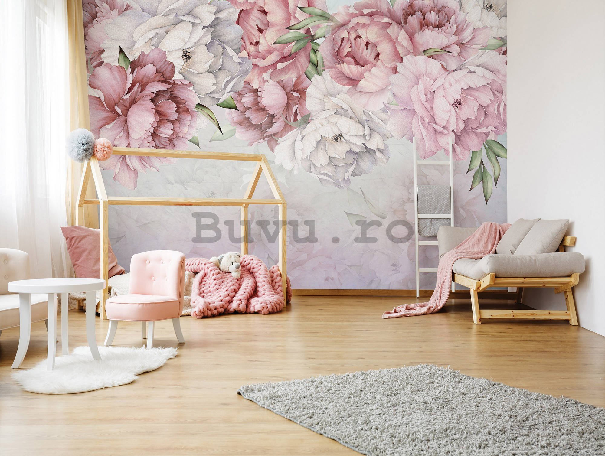 Fototapet vlies: Trandafiri albi și roz - 368x254 cm