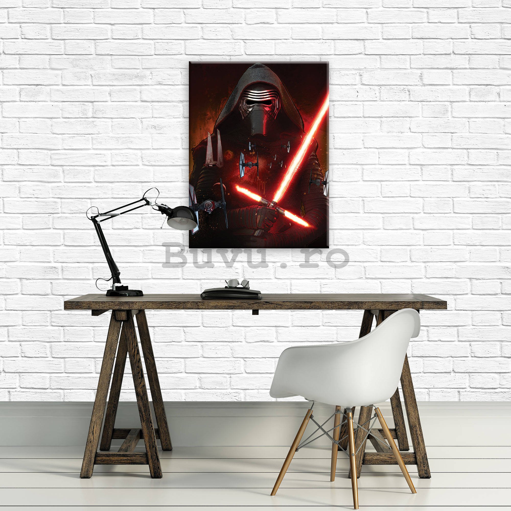 Tablou canvas: Star Wars Kylo Ren & TIE fighters - 60x80 cm