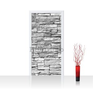 Fototapet autoadeziv: Zid de piatră (gri) - 100x211 cm