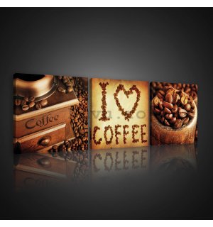 Tablou canvas: I Love Coffee - set 3 buc 25x25cm