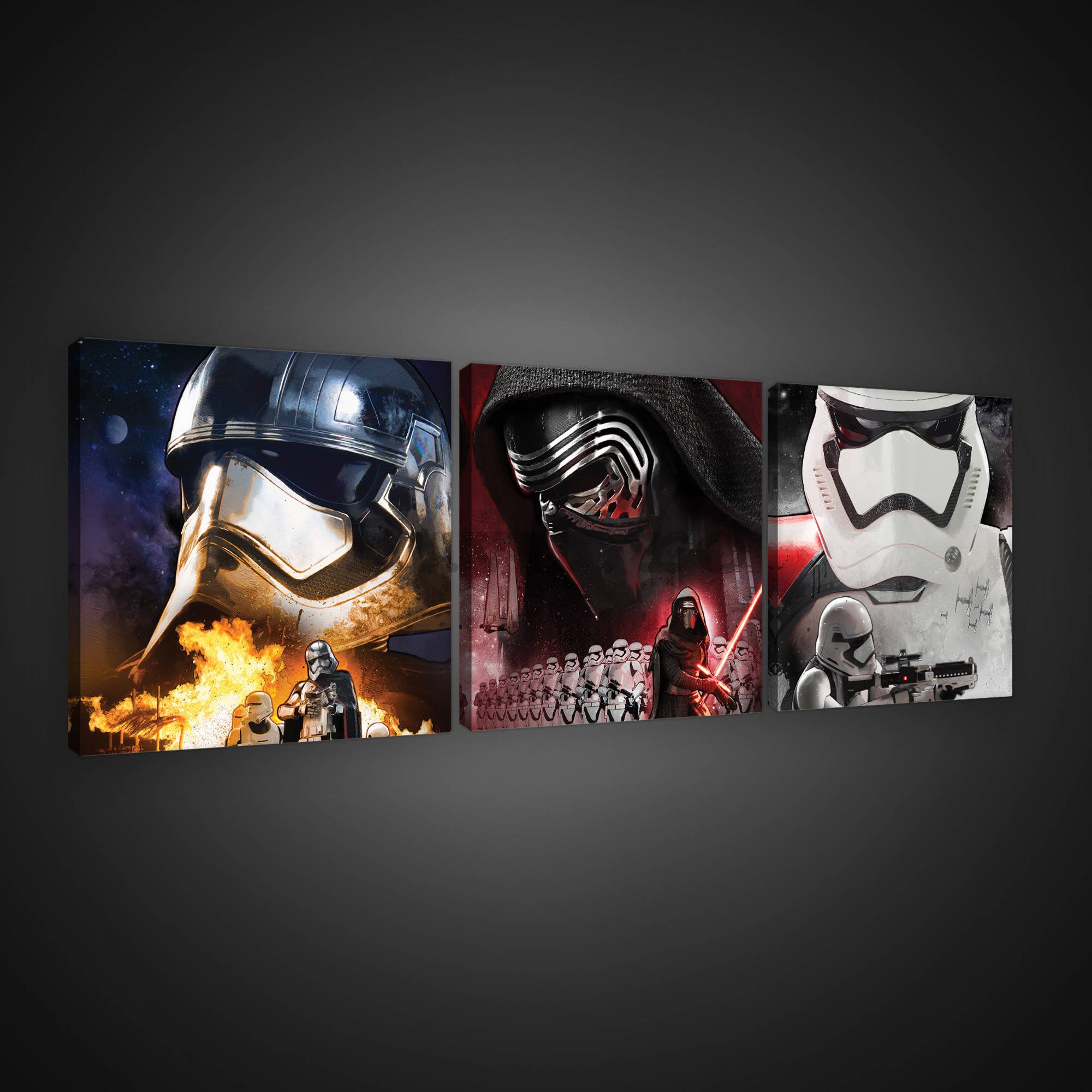 Tablou canvas:  Star Wars Phasma, Kylo Ren, Stormtrooper - set 3 buc 25x25cm