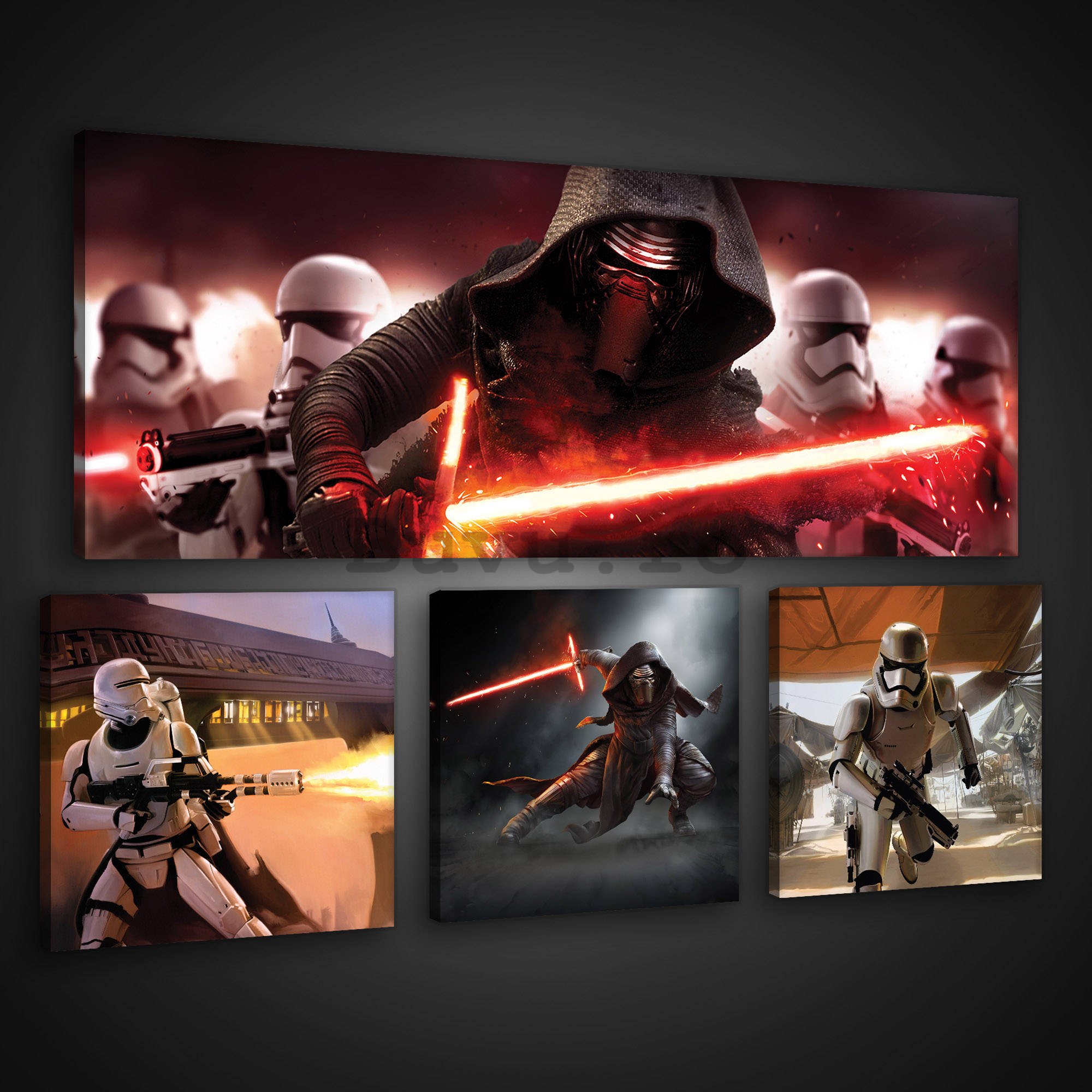 Tablou canvas: Star Wars First Order (2) - set 1 buc 80x30 cm și 3 buc 25,8x24,8 cm
