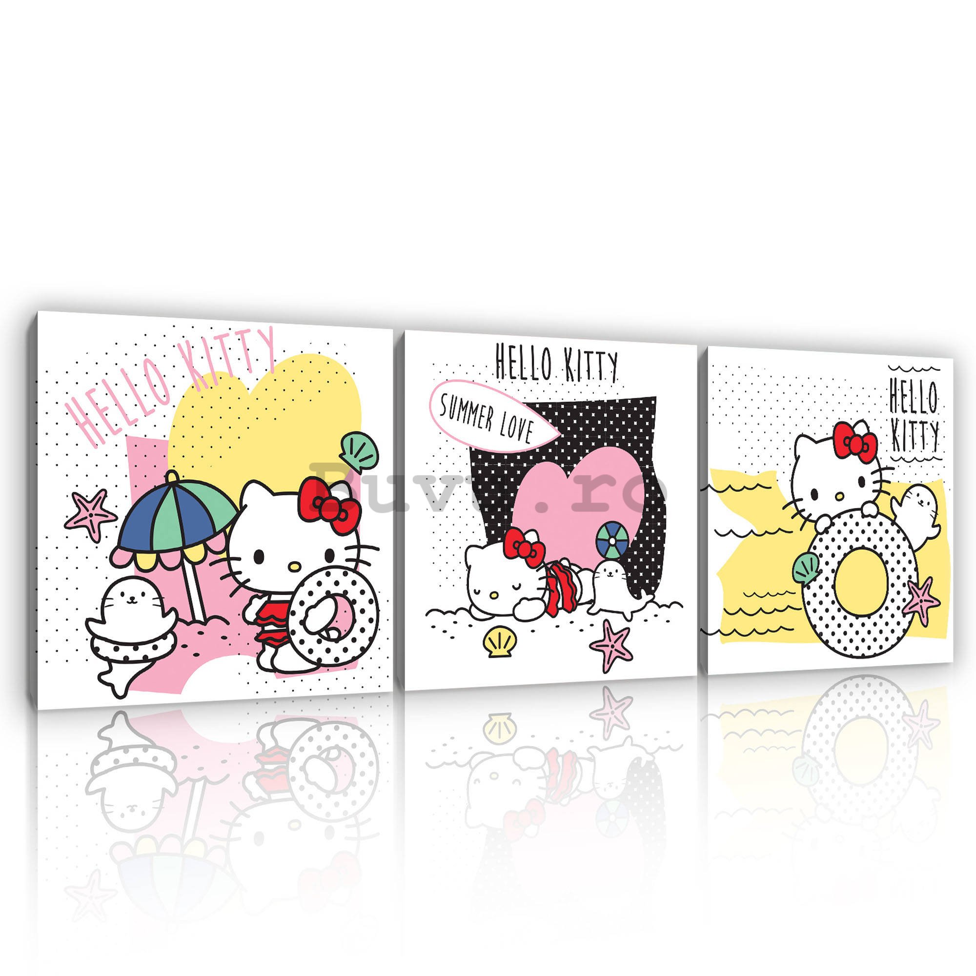 Tablou canvas: Hello Kitty (4) - set 3 buc 25x25cm
