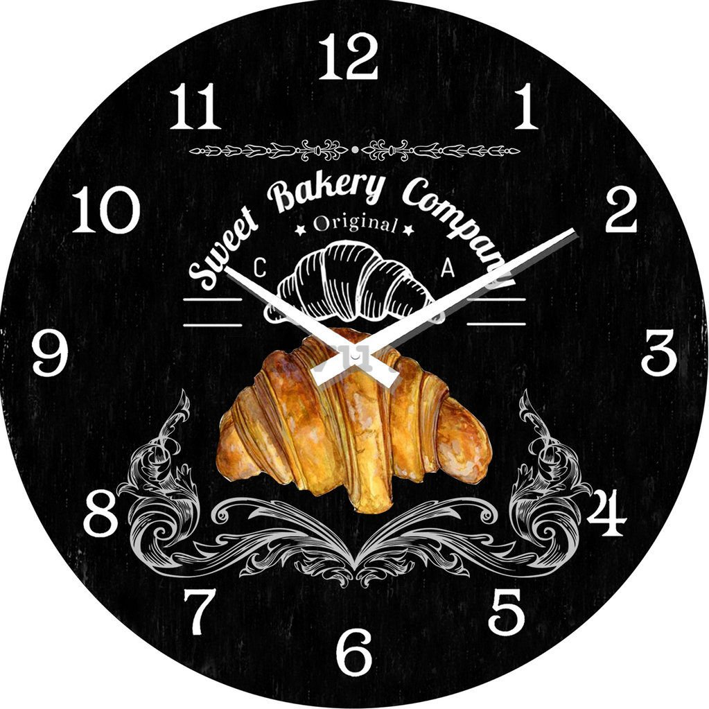 Ceas de perete fabricat din sticlă: Sweet Bakery Company - 30 cm