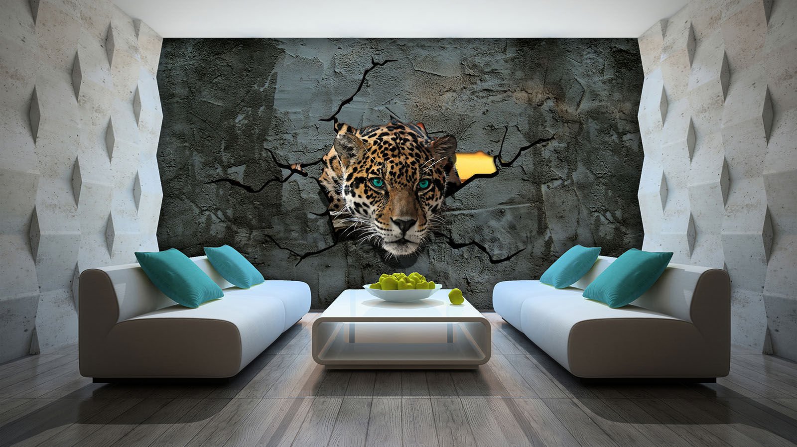 Fototapet vlies: Gepard în zid - 152,5x104 cm