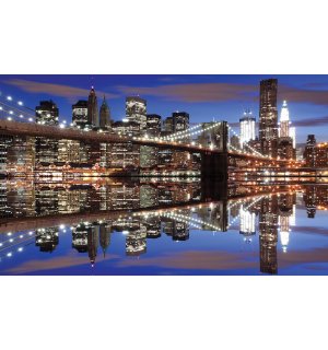 Fototapet vlies: Brooklyn Bridge nocturn (2) - 104x70,5 cm