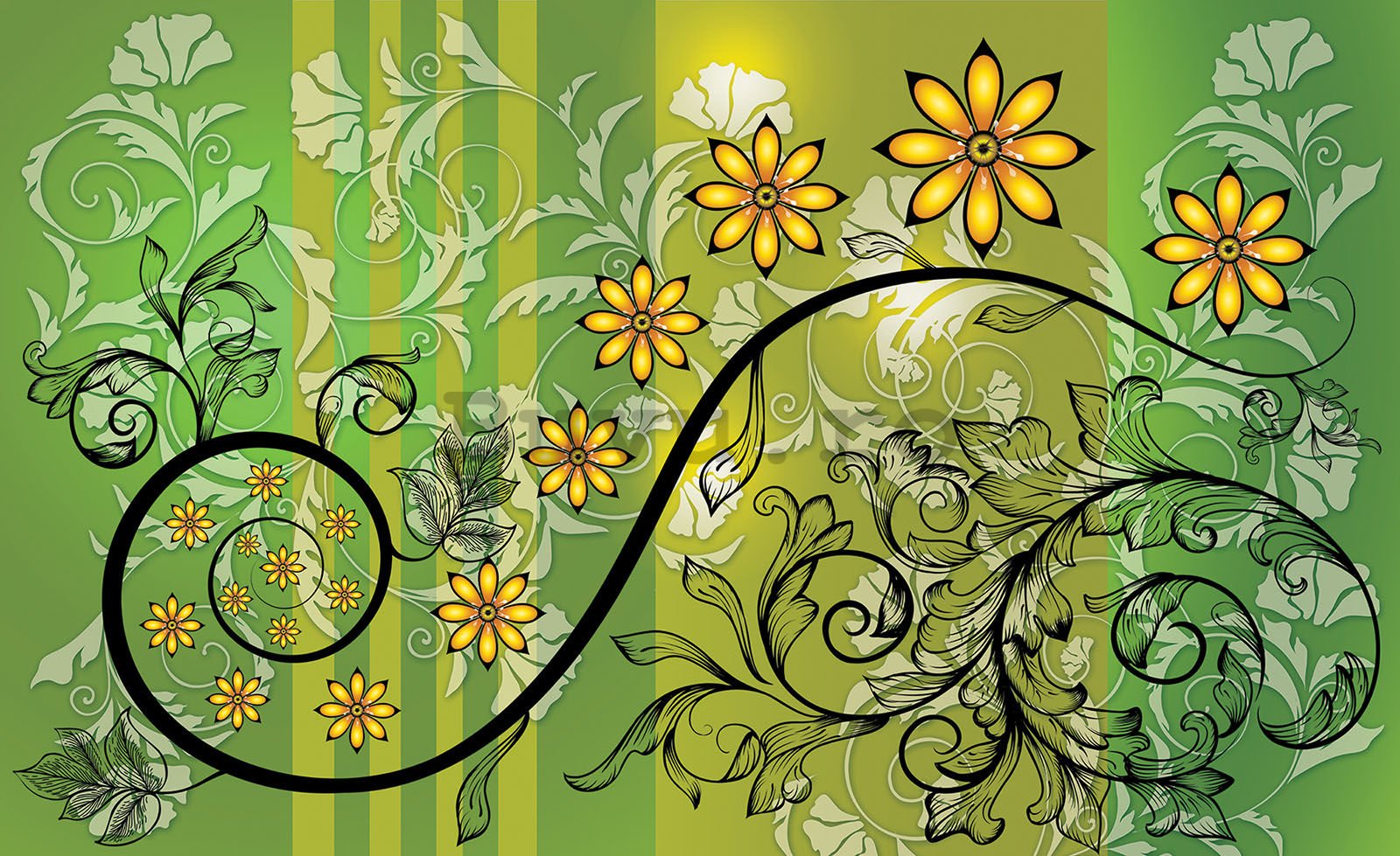 Fototapet vlies: Abstracție florală verde (2) - 416x254 cm