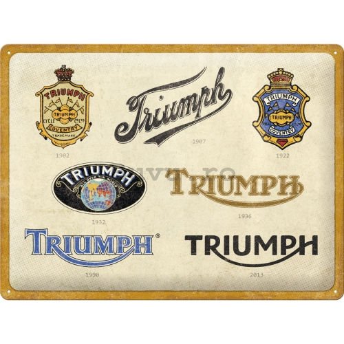 Placă metalică: Triumph Logo Evolution - 40x30 cm