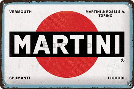 Placă metalică: Martini (Logo White) - 30x20 cm