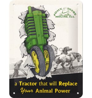 Placă metalică: John Deere Tractor & Animal Power - 15x20 cm