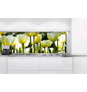 Fototapet autoadeziv lavabil pentru bucătărie - Lalele albe, 180x60 cm