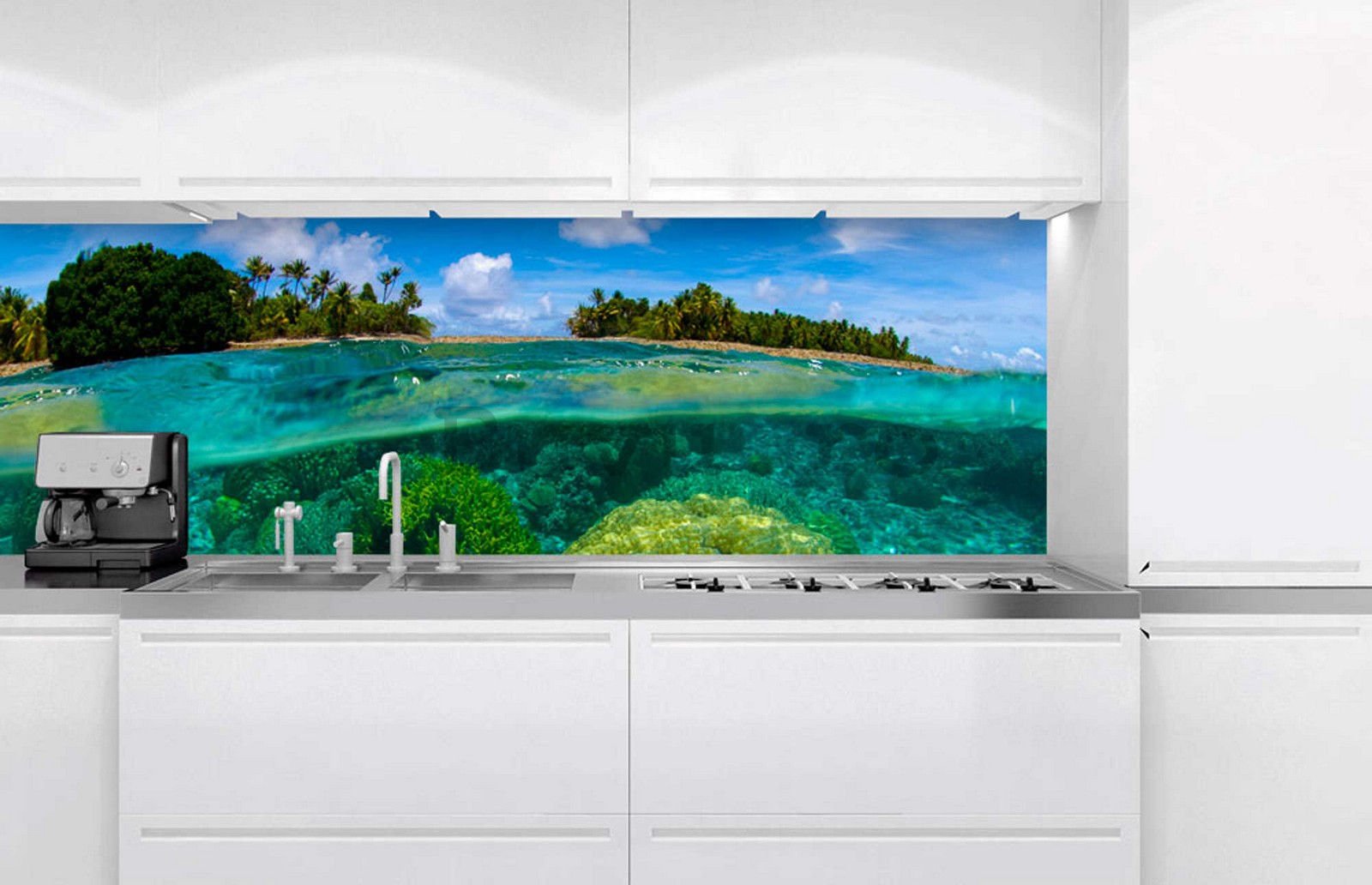 Fototapet autoadeziv lavabil pentru bucătărie - Recif de corali, 180x60 cm