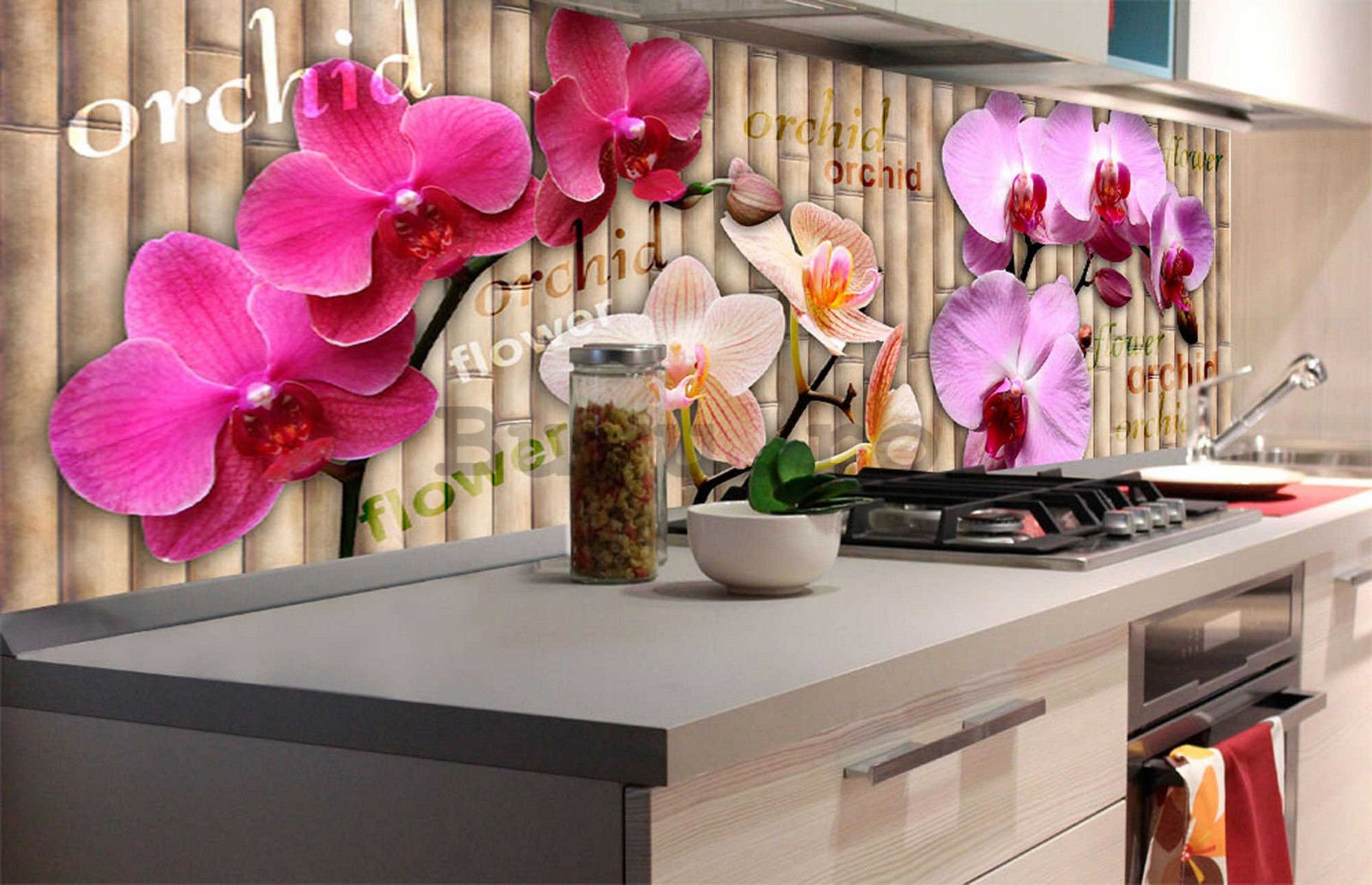 Fototapet autoadeziv lavabil pentru bucătărie - Orhidee, 180x60 cm