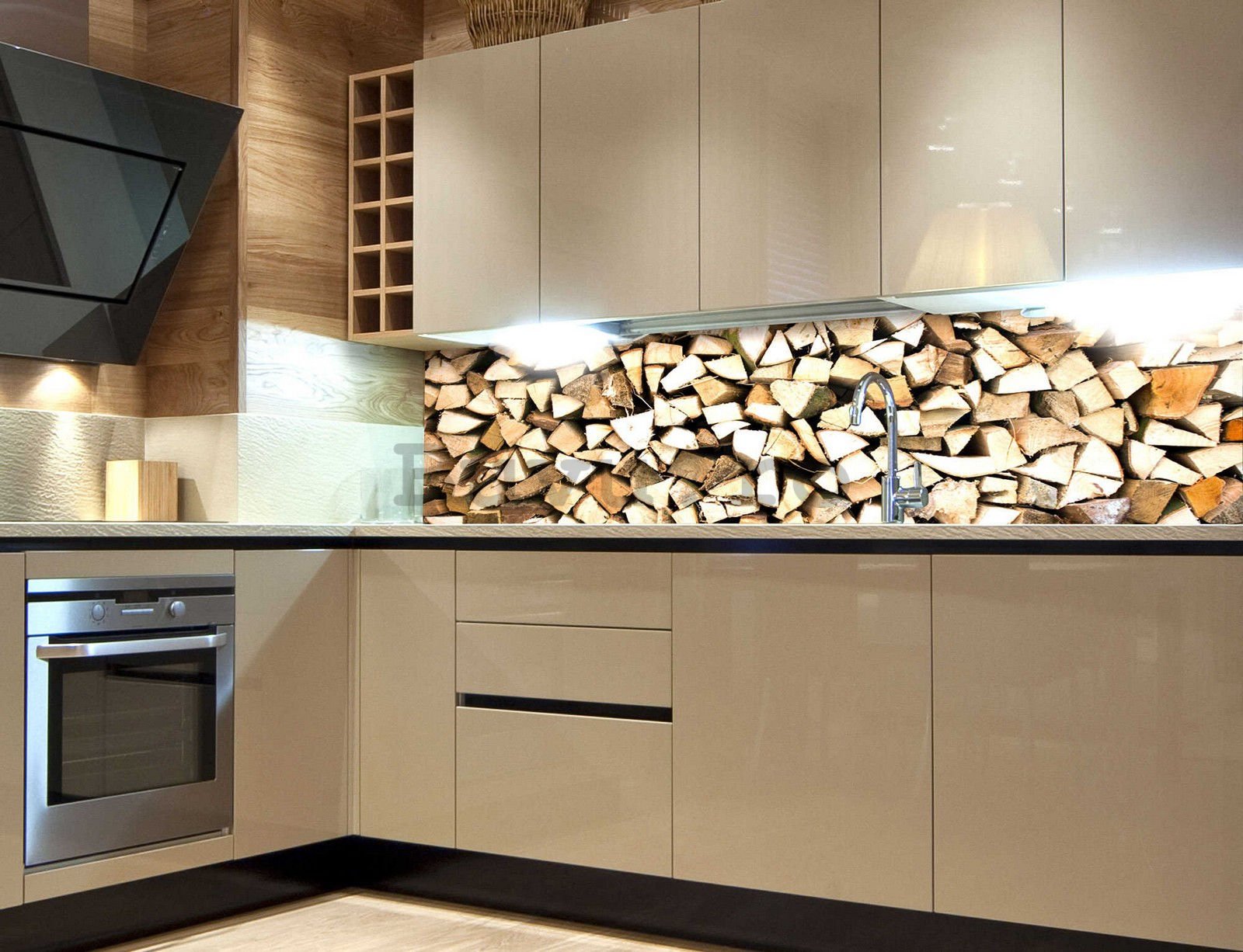 Fototapet autoadeziv lavabil pentru bucătărie - Bușteni de lemn, 180x60 cm