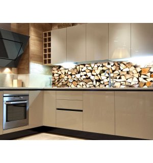 Fototapet autoadeziv lavabil pentru bucătărie - Bușteni de lemn, 180x60 cm