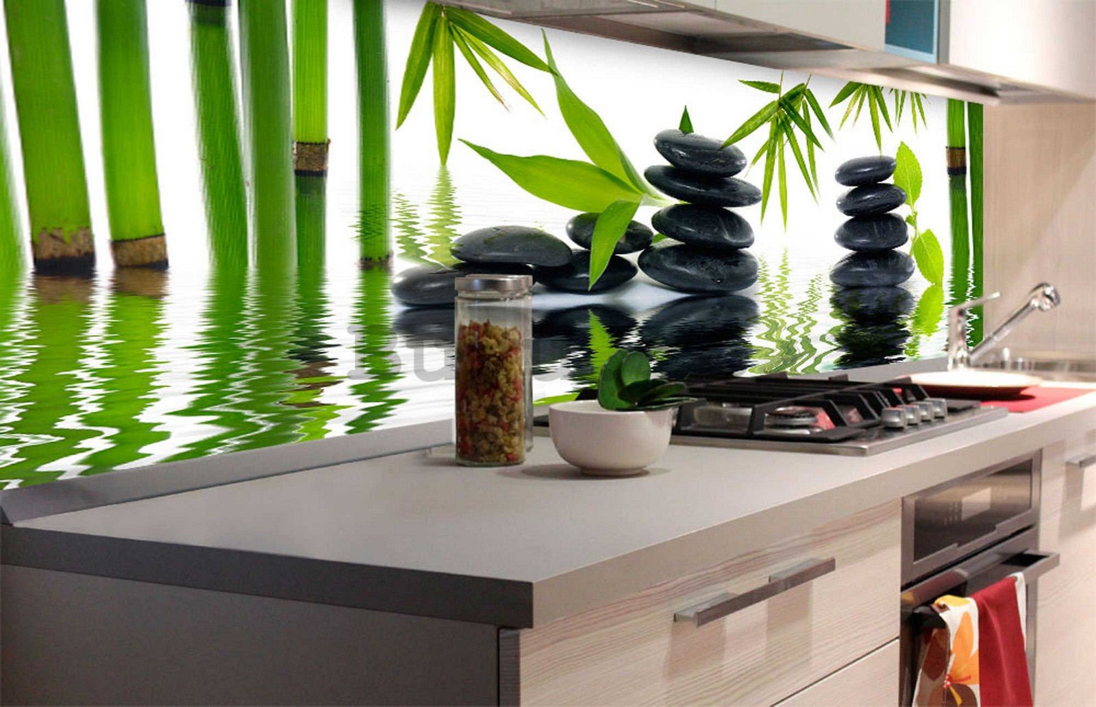 Fototapet autoadeziv lavabil pentru bucătărie - Pietre Zen, 180x60 cm