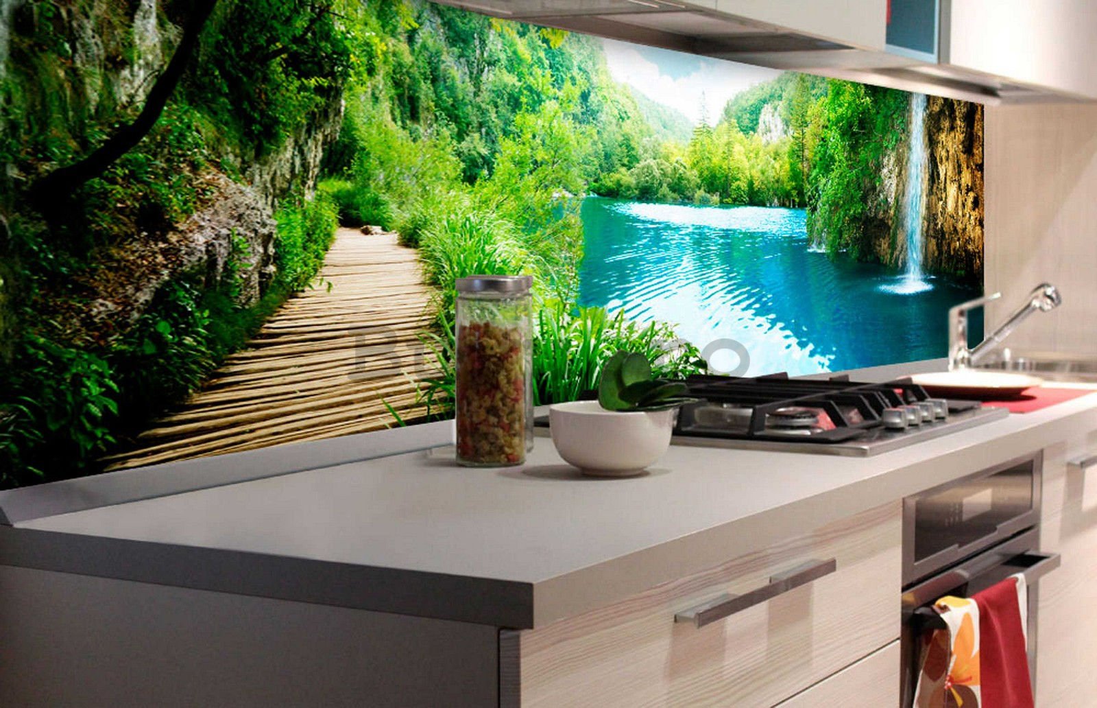 Fototapet autoadeziv lavabil pentru bucătărie - Lacurile Plitvice, 180x60 cm