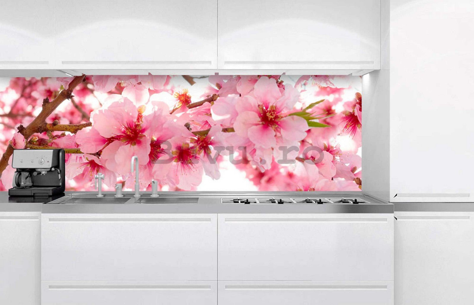 Tapet autoadeziv lavabil pentru bucătărie - Măr înflorit, 180x60 cm