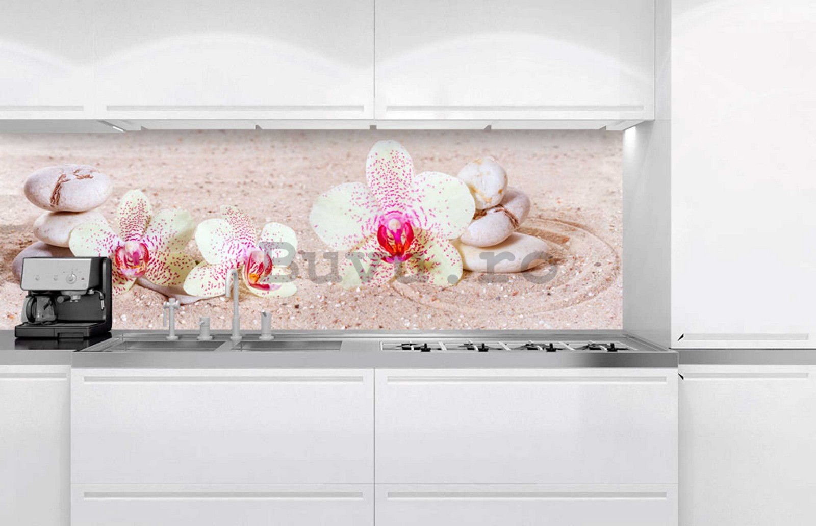 Tapet autoadeziv lavabil pentru bucătărie - Gradina Zen, 180x60 cm