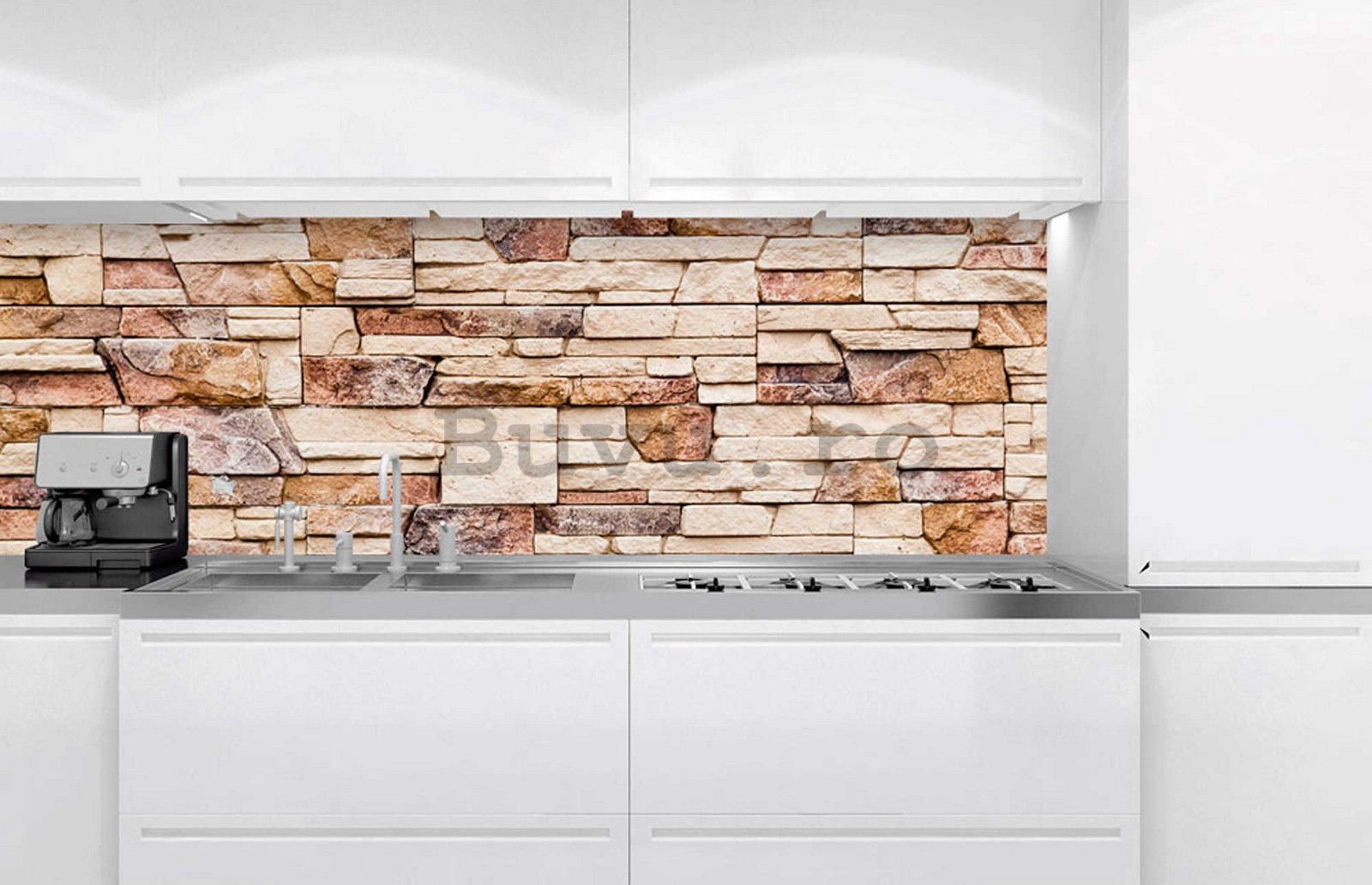 Tapet autoadeziv lavabil pentru bucătărie - Perete de piatra, 180x60 cm