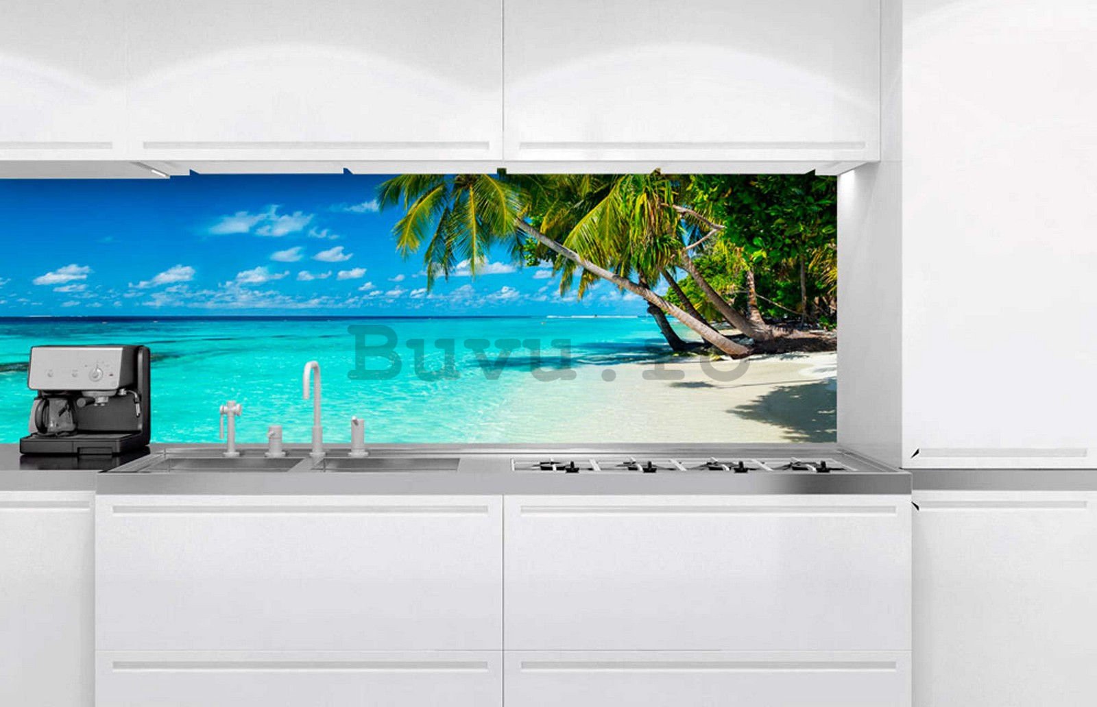 Tapet autoadeziv lavabil pentru bucătărie - Plaja Paradisului, 180x60 cm