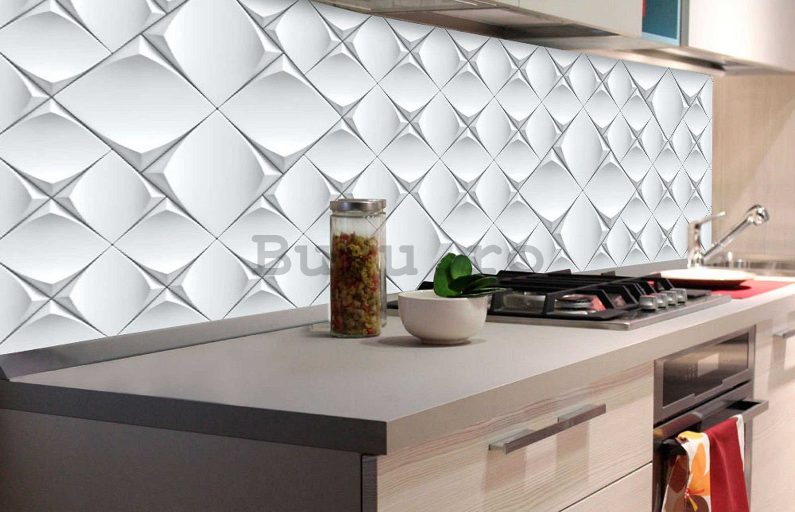 Tapet autoadeziv lavabil pentru bucătărie - Abstracție a faianței 3D (1), 180x60 cm