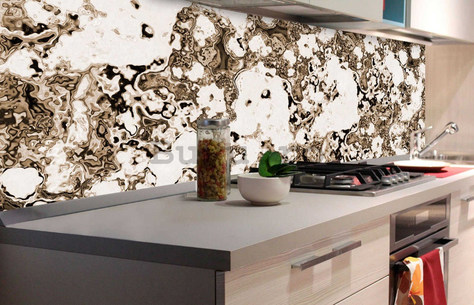Tapet autoadeziv lavabil pentru bucătărie - Placare cu piatra, 180x60 cm
