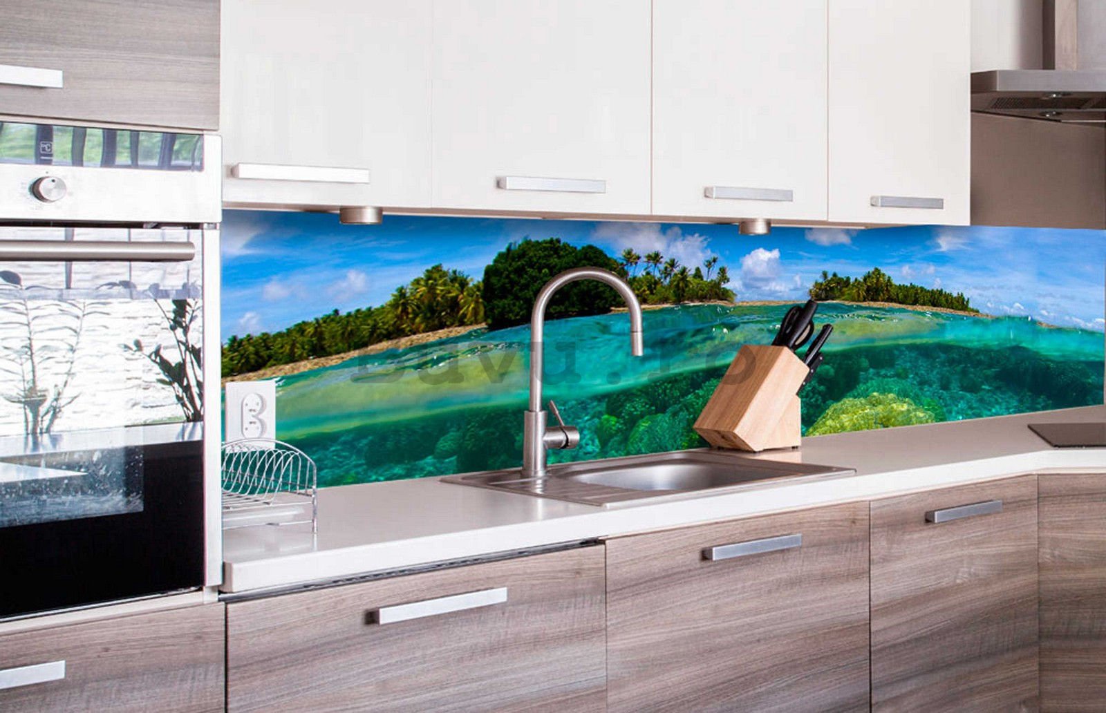 Fototapet autoadeziv lavabil pentru bucătărie - Recif de corali, 260x60 cm
