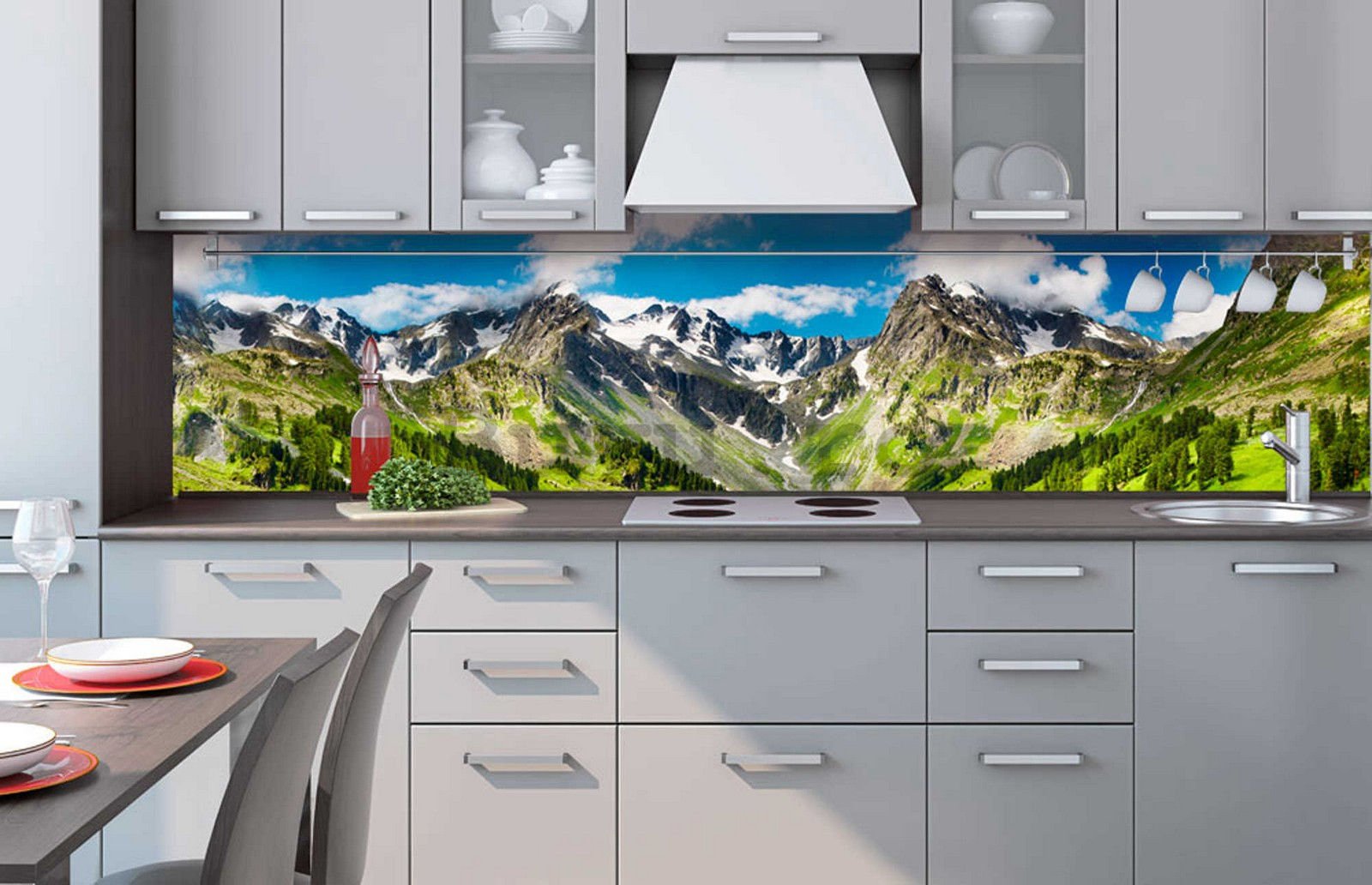 Fototapet autoadeziv lavabil pentru bucătărie - Munții Altai, 260x60 cm