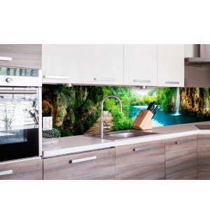 Fototapet autoadeziv lavabil pentru bucătărie - Lacurile Plitvice, 260x60 cm