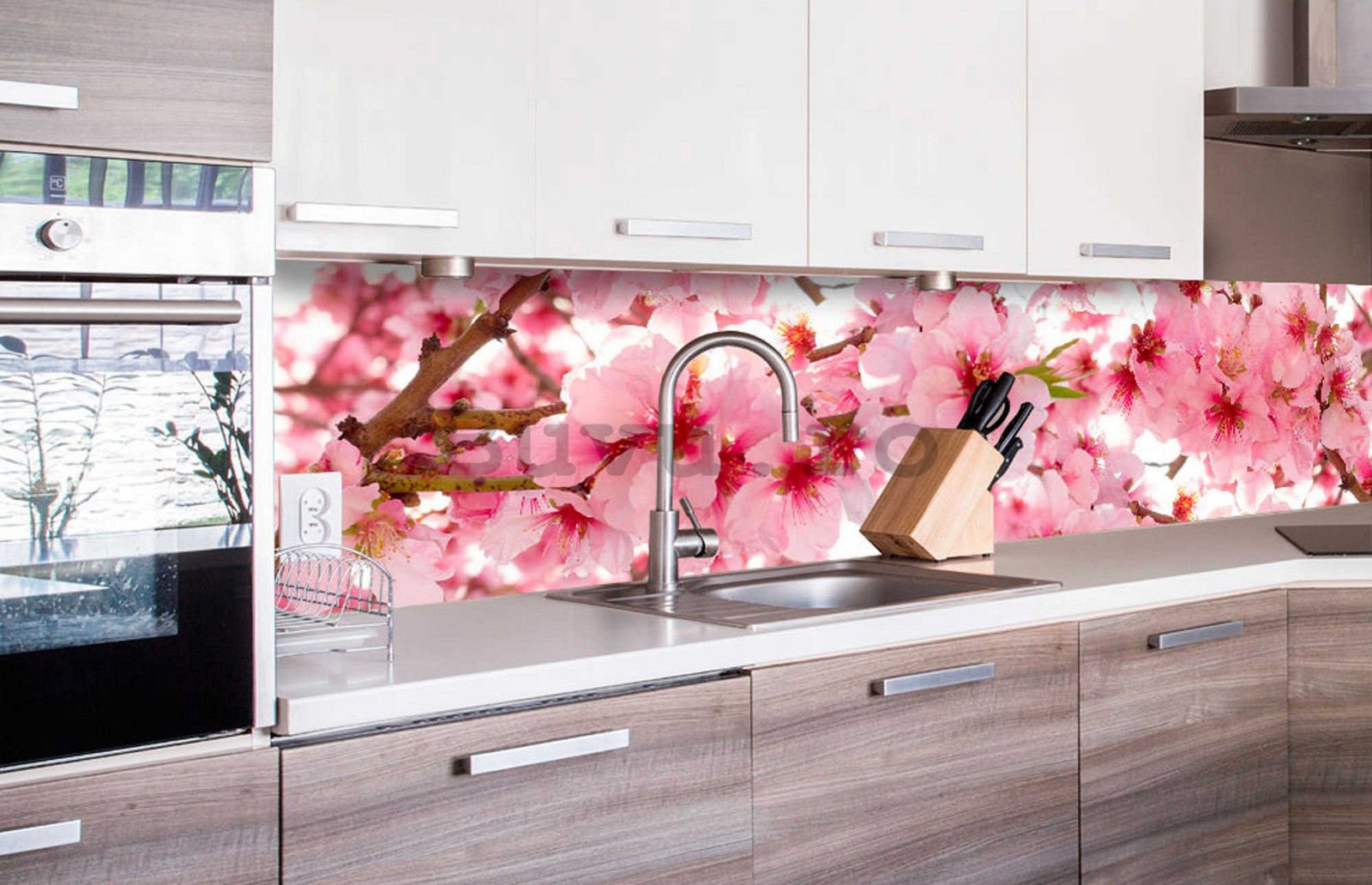 Tapet autoadeziv lavabil pentru bucătărie - Măr înflorit, 260x60 cm
