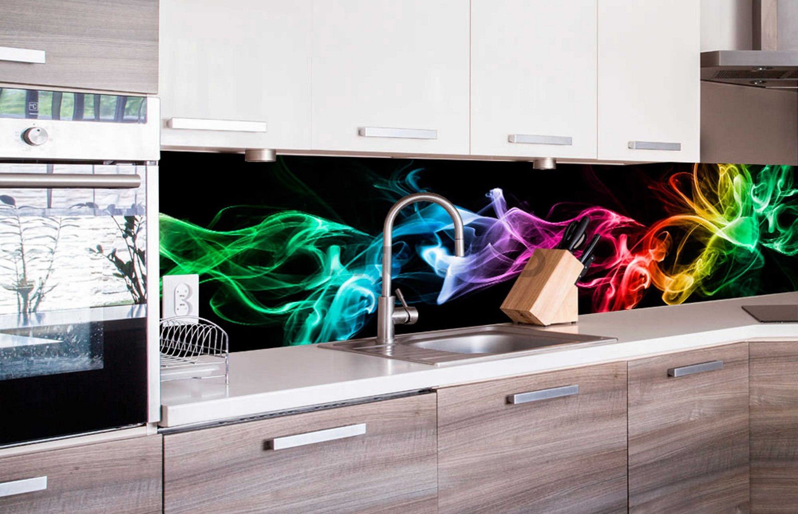 Tapet autoadeziv lavabil pentru bucătărie - Fum colorat (2), 260x60 cm