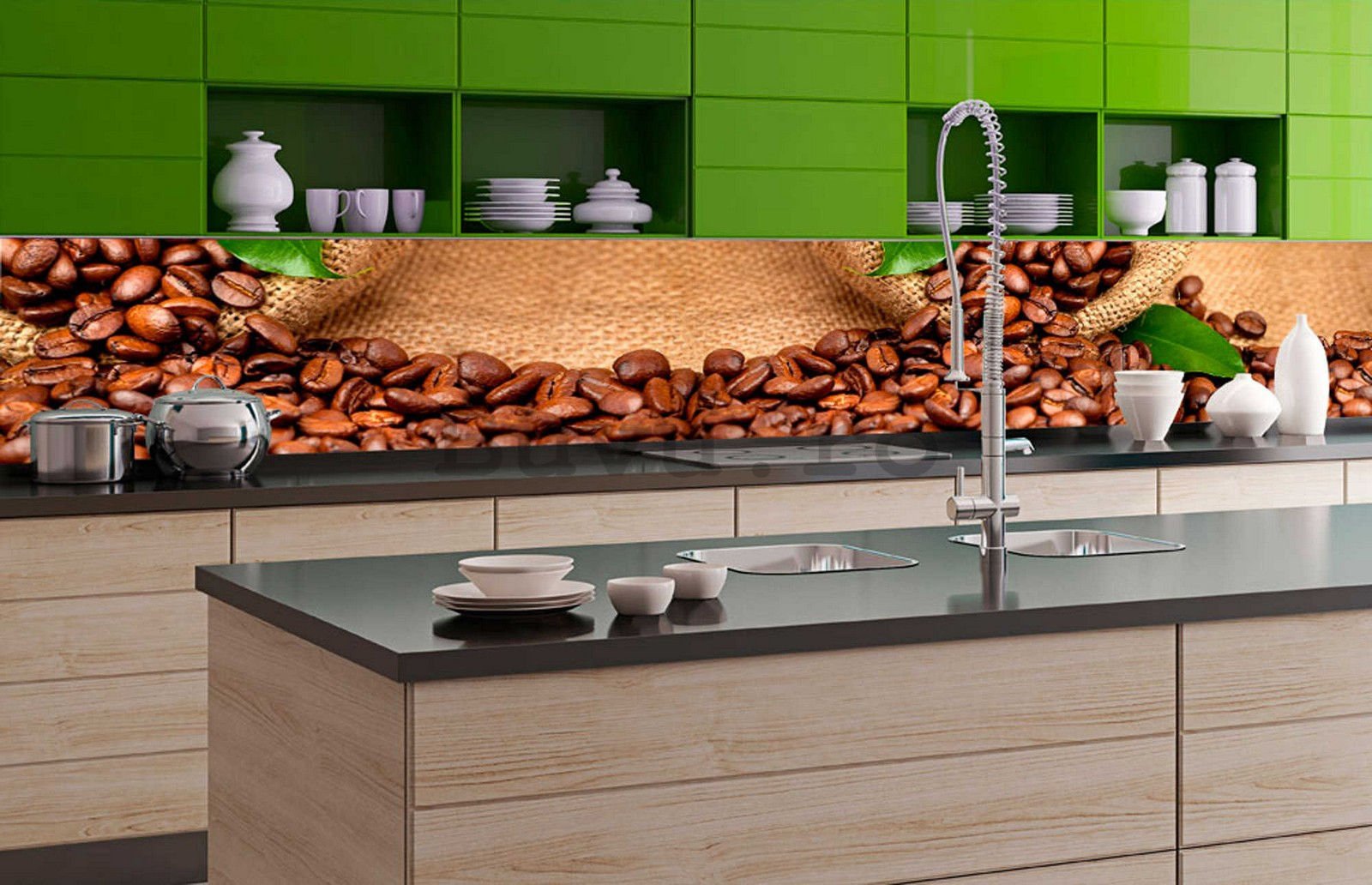 Fototapet autoadeziv lavabil pentru bucătărie - Cafea, 350x60 cm